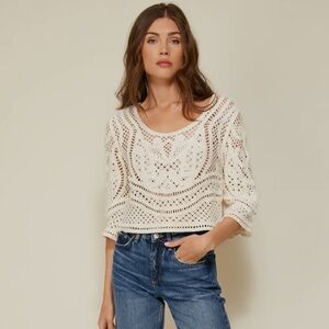 NWT Line & Dot Cream Crochet Cotton Top | Timeless Boho Luxe Style Size: M/L